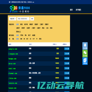 米表9800.com厦门卫擎网络科技专注优质拼音、数字、短杂域名交易